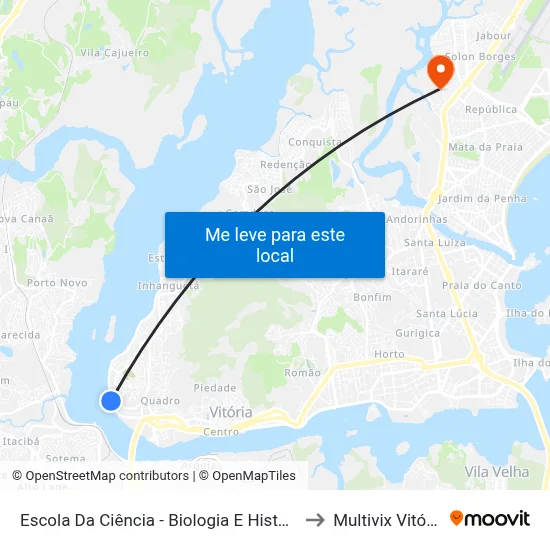 Escola Da Ciência - Biologia E História to Multivix Vitória map
