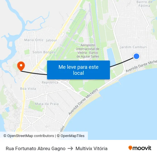 Rua Fortunato Abreu Gagno to Multivix Vitória map