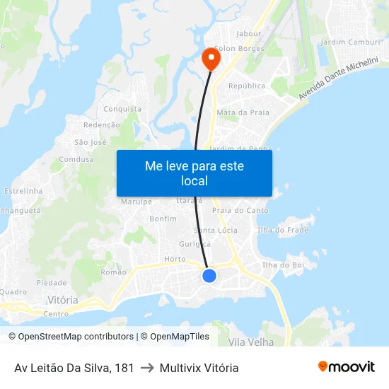 Av Leitão Da Silva, 181 to Multivix Vitória map