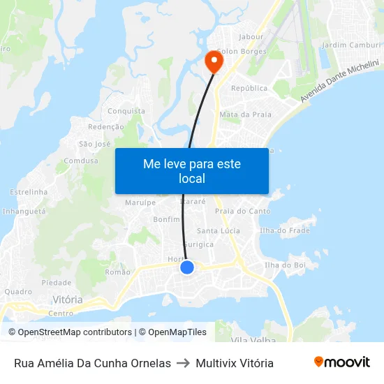 Rua Amélia Da Cunha Ornelas to Multivix Vitória map