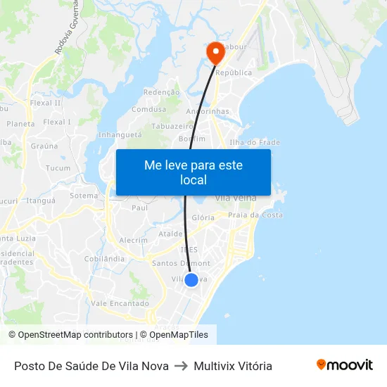 Posto De Saúde De Vila Nova to Multivix Vitória map