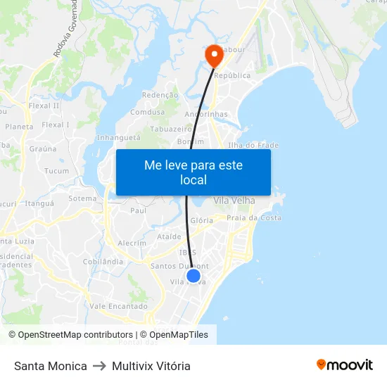 Santa Monica to Multivix Vitória map