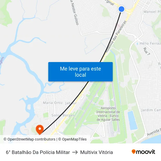 6° Batalhão Da Polícia Militar to Multivix Vitória map