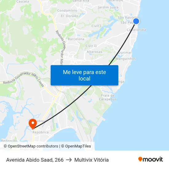 Avenida Abido Saad, 266 to Multivix Vitória map