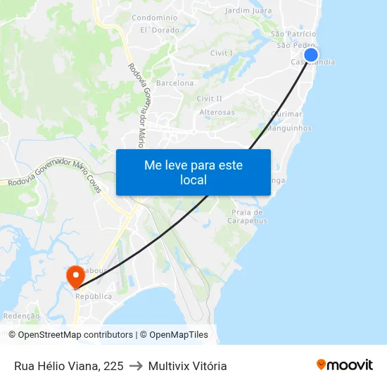 Rua Hélio Viana, 225 to Multivix Vitória map