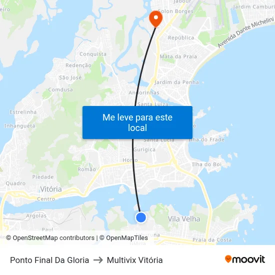 Ponto Final Da Gloria to Multivix Vitória map