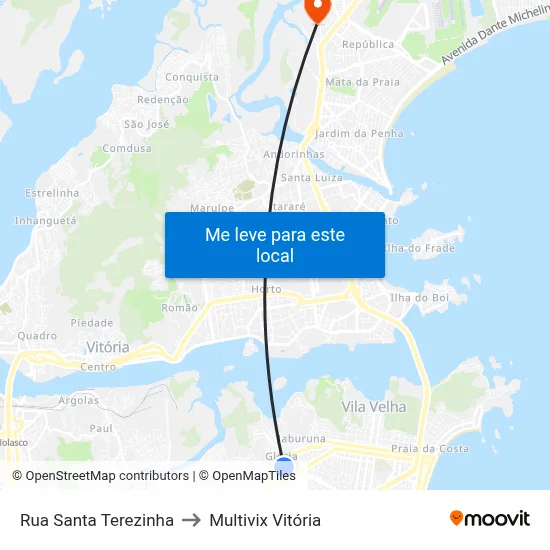 Rua Santa Terezinha to Multivix Vitória map