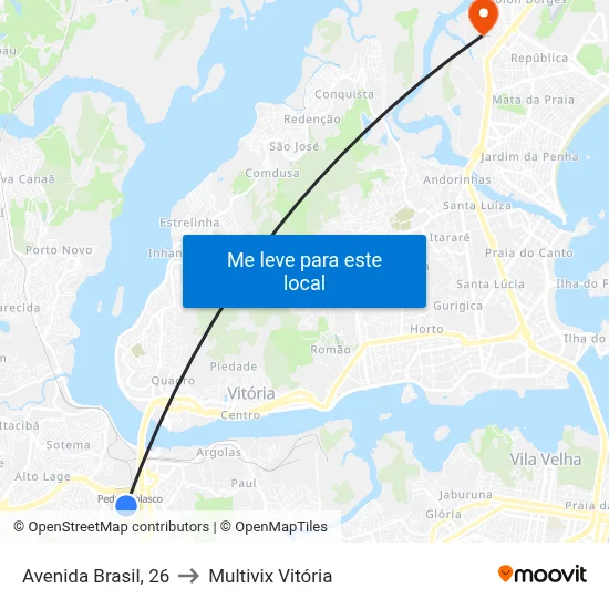 Avenida Brasil, 26 to Multivix Vitória map