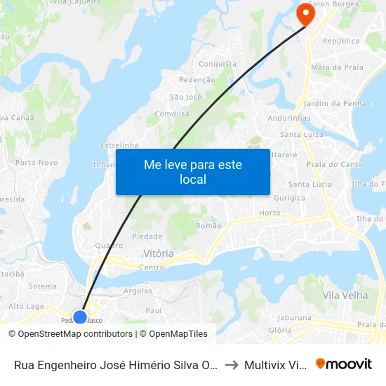 Rua Engenheiro José Himério Silva Oliveira, 11 to Multivix Vitória map
