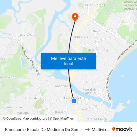 Emescam - Escola De Medicina Da Santa Casa De Misericórdia to Multivix Vitória map