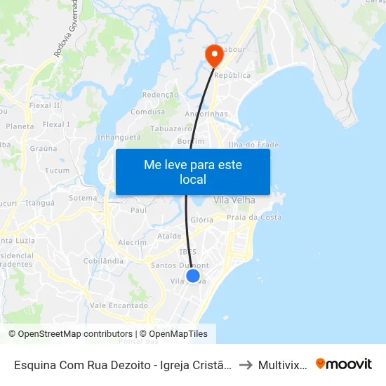 Esquina Com Rua Dezoito - Igreja Cristã Maranata / Santa Gula to Multivix Vitória map