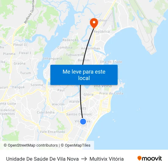Unidade De Saúde De Vila Nova to Multivix Vitória map