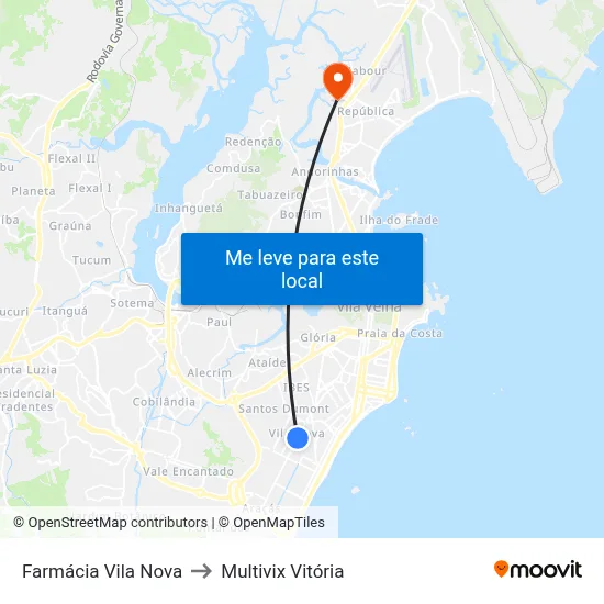 Farmácia Vila Nova to Multivix Vitória map