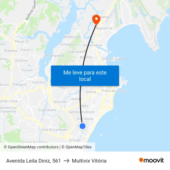 Avenida Leila Diniz, 561 to Multivix Vitória map