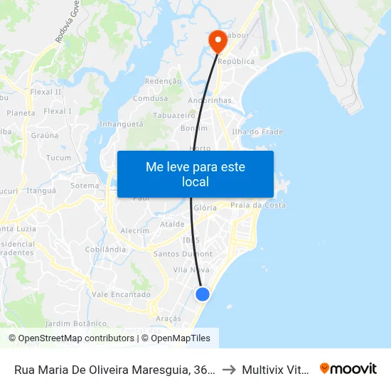 Rua Maria De Oliveira Maresguia, 363-465 to Multivix Vitória map