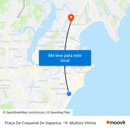 Praça De Coqueiral De Itaparica to Multivix Vitória map