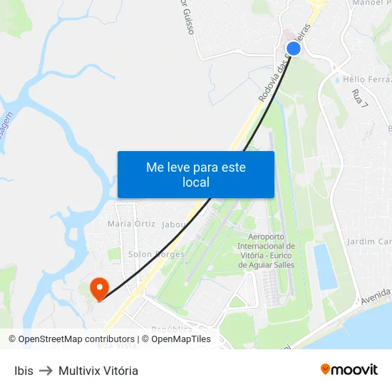 Ibis to Multivix Vitória map