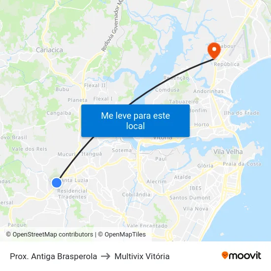 Prox. Antiga Brasperola to Multivix Vitória map