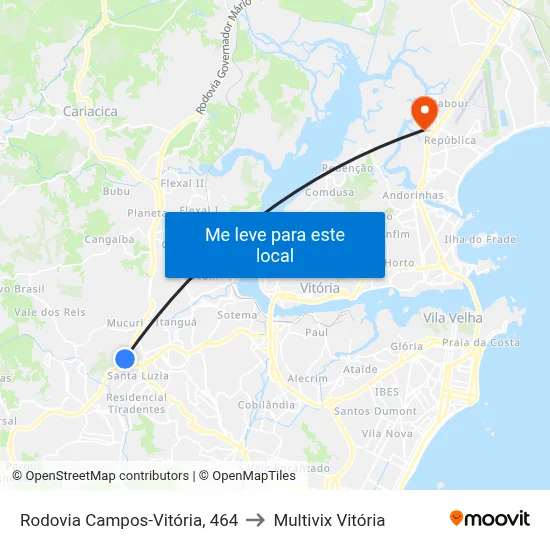 Rodovia Campos-Vitória, 464 to Multivix Vitória map