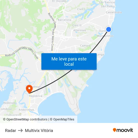 Radar to Multivix Vitória map