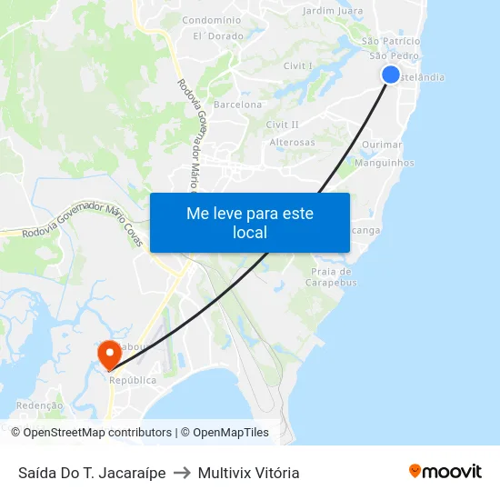 Saída Do T. Jacaraípe to Multivix Vitória map