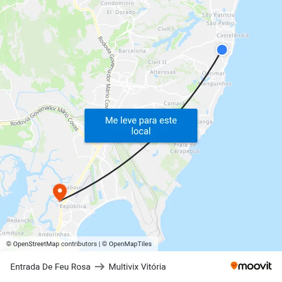 Entrada De Feu Rosa to Multivix Vitória map