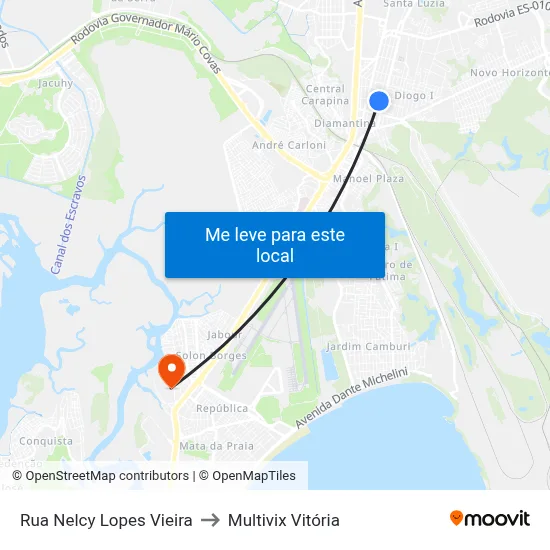 Rua Nelcy Lopes Vieira to Multivix Vitória map