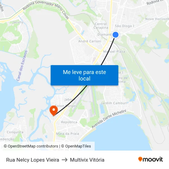Rua Nelcy Lopes Vieira to Multivix Vitória map