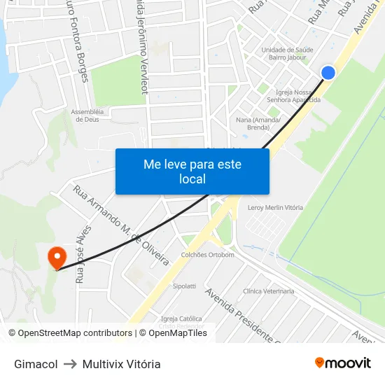 Gimacol to Multivix Vitória map