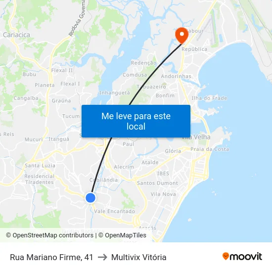 Rua Mariano Firme, 41 to Multivix Vitória map