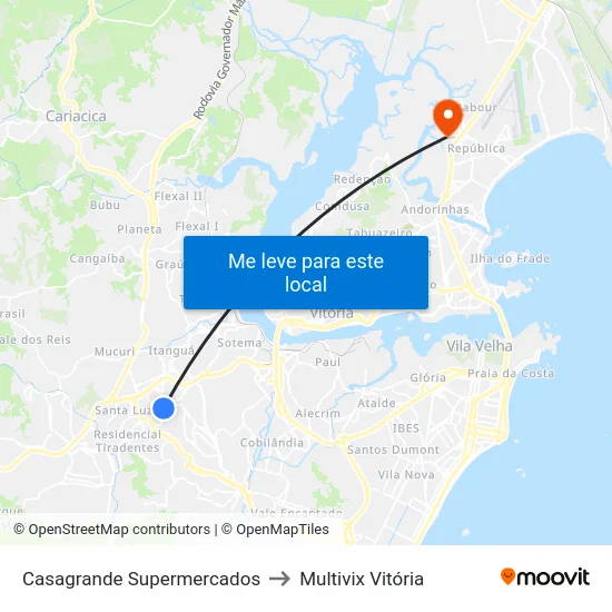 Casagrande Supermercados to Multivix Vitória map