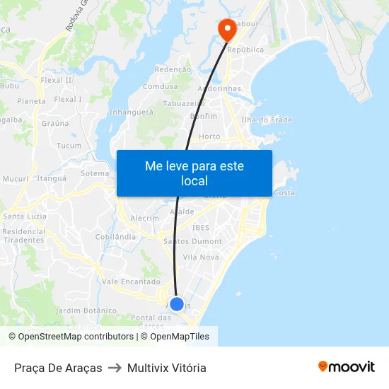 Praça De Araças to Multivix Vitória map
