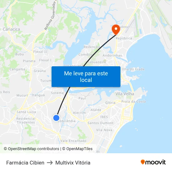 Farmácia Cibien to Multivix Vitória map
