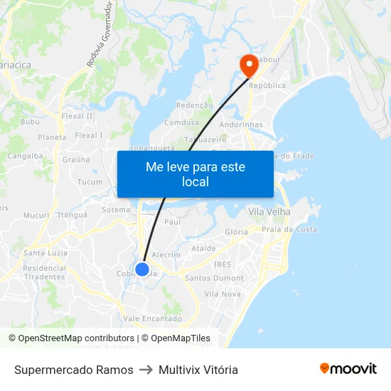 Supermercado Ramos to Multivix Vitória map