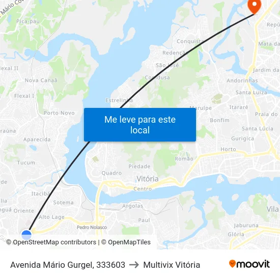 Avenida Mário Gurgel, 333603 to Multivix Vitória map