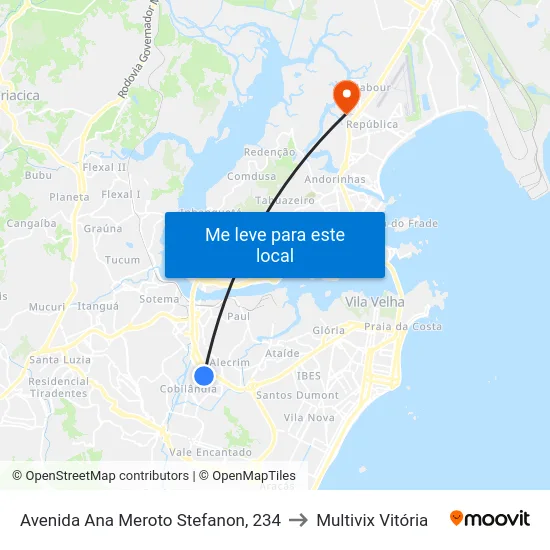 Avenida Ana Meroto Stefanon, 234 to Multivix Vitória map