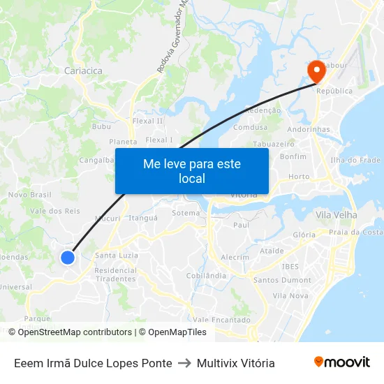 Eeem Irmã Dulce Lopes Ponte to Multivix Vitória map