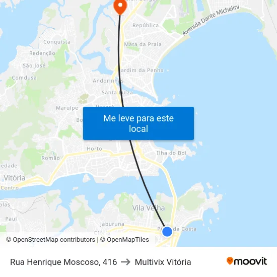 Rua Henrique Moscoso, 416 to Multivix Vitória map