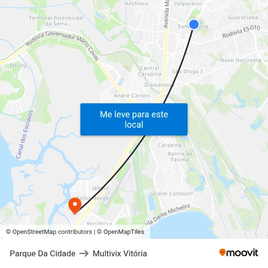 Parque Da Cidade to Multivix Vitória map