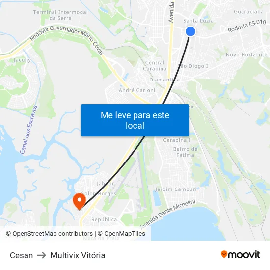 Cesan to Multivix Vitória map