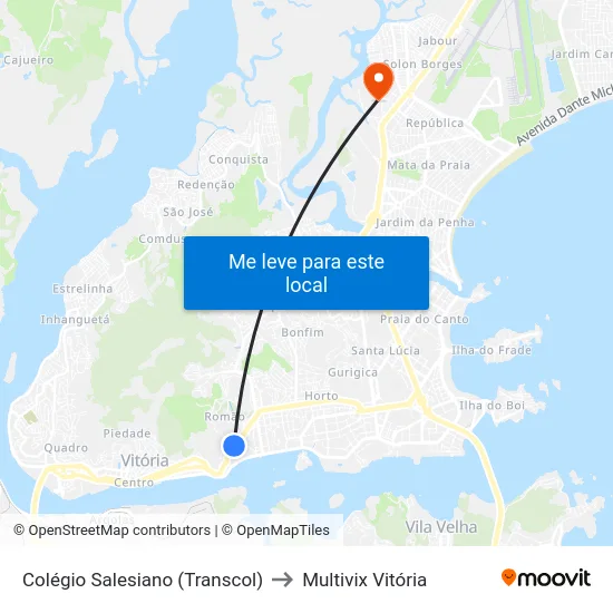 Colégio Salesiano (Transcol) to Multivix Vitória map