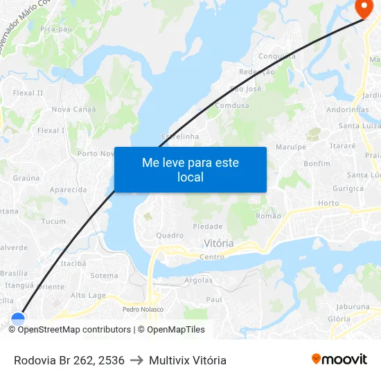 Rodovia Br 262, 2536 to Multivix Vitória map