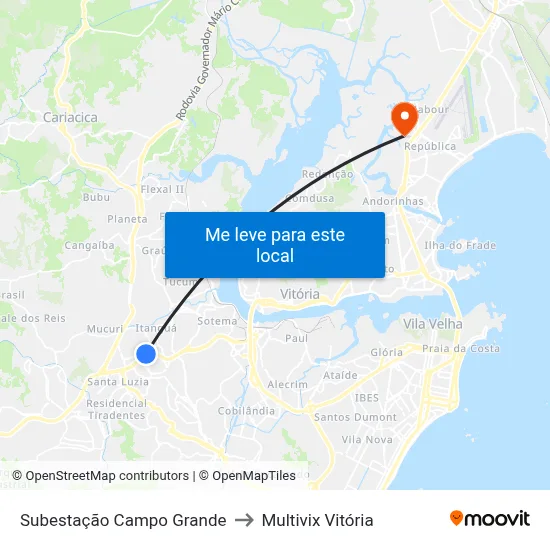Subestação Campo Grande to Multivix Vitória map