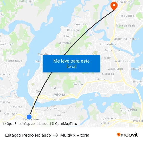 Estação Pedro Nolasco to Multivix Vitória map