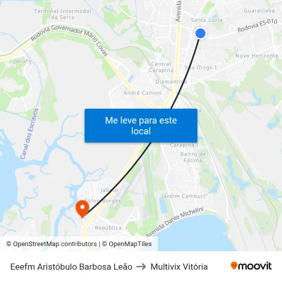 Eeefm Aristóbulo Barbosa Leão to Multivix Vitória map