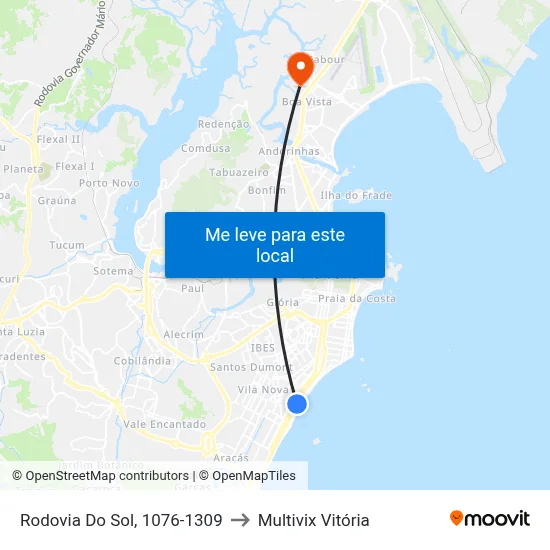 Rodovia Do Sol, 1076-1309 to Multivix Vitória map