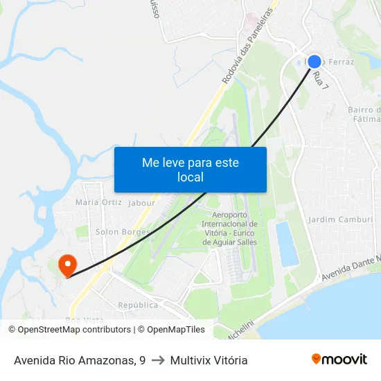 Avenida Rio Amazonas, 9 to Multivix Vitória map