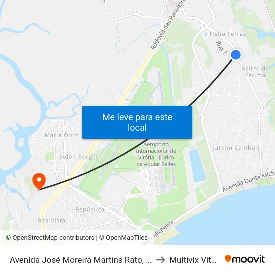 Avenida José Moreira Martins Rato, 1328 to Multivix Vitória map