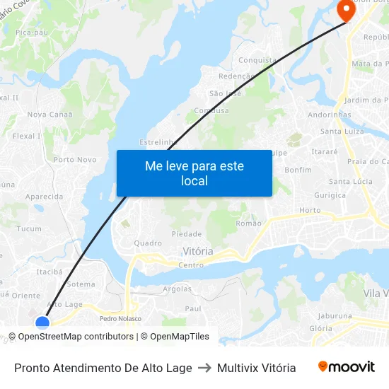 Pronto Atendimento De Alto Lage to Multivix Vitória map