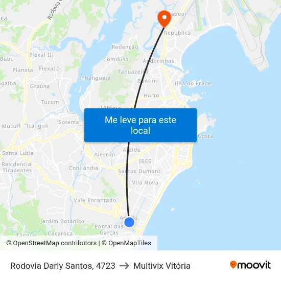 Rodovia Darly Santos, 4723 to Multivix Vitória map